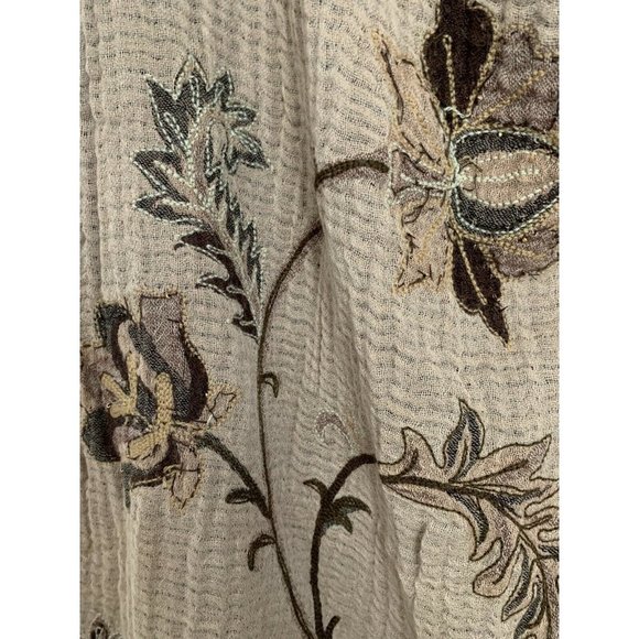 Charter Club Soft Wool Scarf Wrap 25”x 68” Brown Floral Appliqué - Picture 2 of 6